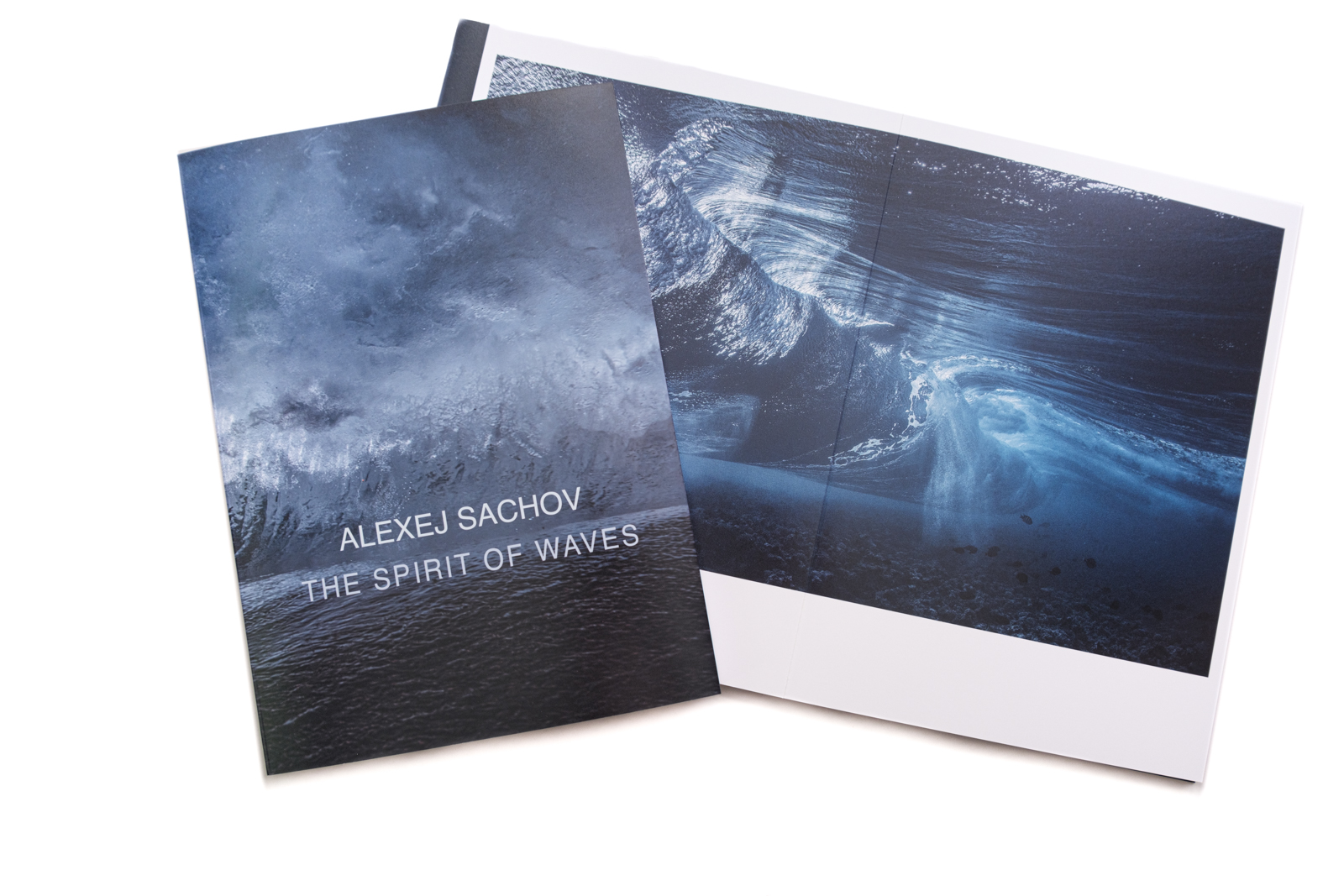 Photobook «The Spirit of Waves» by Alexej Sachov, featuring fine-art underwater wave photography.