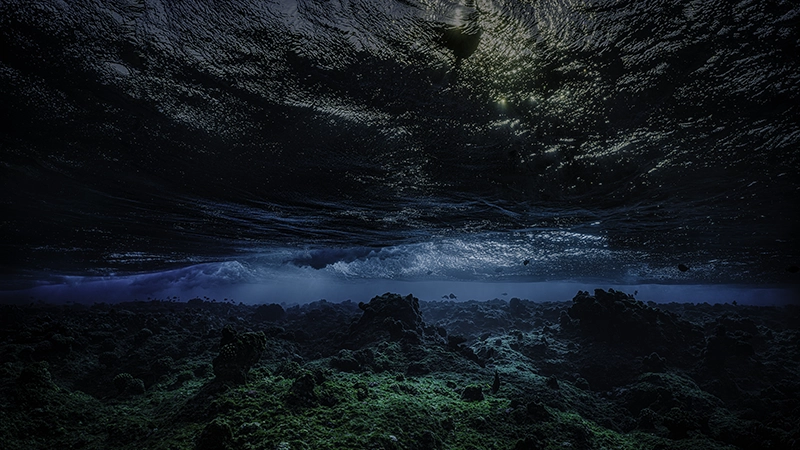 Underwater photograph from the series «Sundown Underwater» by Alexej Sachov.