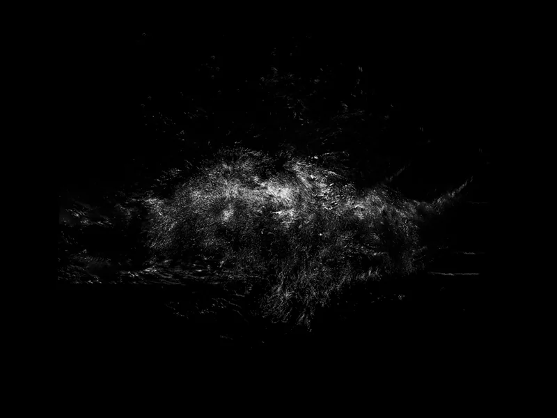 Four Elements #1 by Alexej Sachov. Long-exposure night dive, light, water, air and particles forming a luminous field. Survival Rituals, Basel Art Center, Basel Art Week 2026.